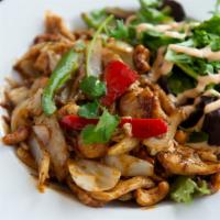 Cashew Chicken With Rice · Sauteed chicken, roasted cashew nuts, bell peppers, onions, touch of chili sauce.