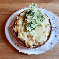 Baked Cauliflower Mac-N-Cheese · Campanelle pasta, alfredo sauce, breadcrumbs, basil pesto