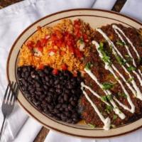 Chile Relleno Plate · 2 Roasted in house poblano peppers, stuffed with cheese and smothered in savory Ranchero sau...