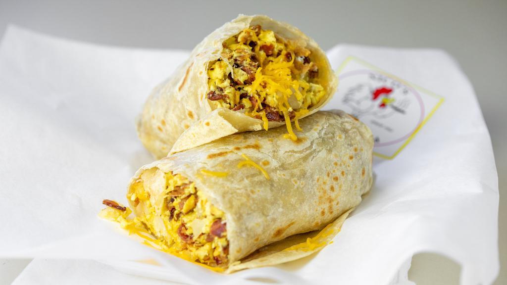 Breakfast Burrito · Consuming raw or undercooked meats, poultry, seafood, or eggs may increase your risk of food borne illness.