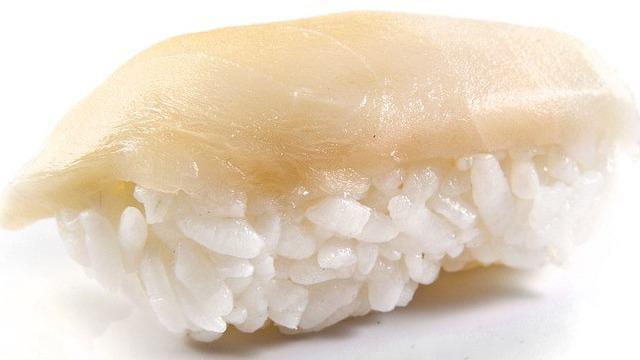 Super White Tuna Sushi (Escolar Nigiri) · 6 pieces Super White Tuna sushi (Escolar nigiri)