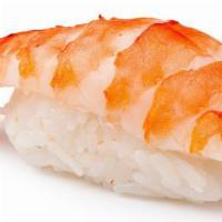 Cooked Shrimp Sushi (Ebi Nigiri)  · 6 pieces Cooked shrimp sushi (Ebi nigiri)