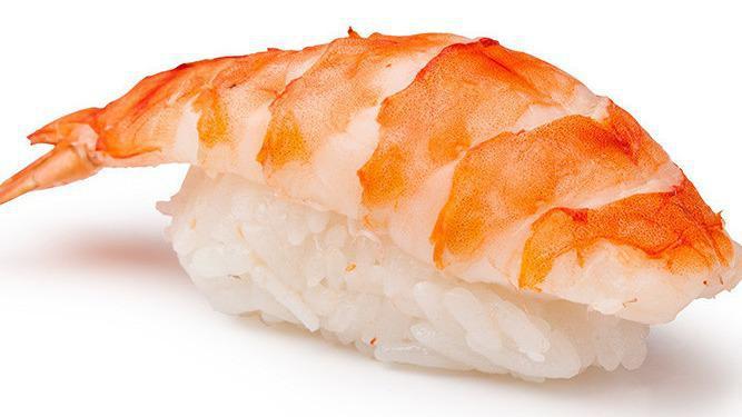 Cooked Shrimp Sushi (Ebi Nigiri)  · 6 pieces Cooked shrimp sushi (Ebi nigiri)