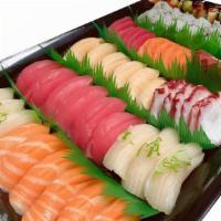 Sushi Tray Combination B · California rolls, black dragon rolls, tuna rolls, 6 slices of salmon, 6 slices of octopus, 6...