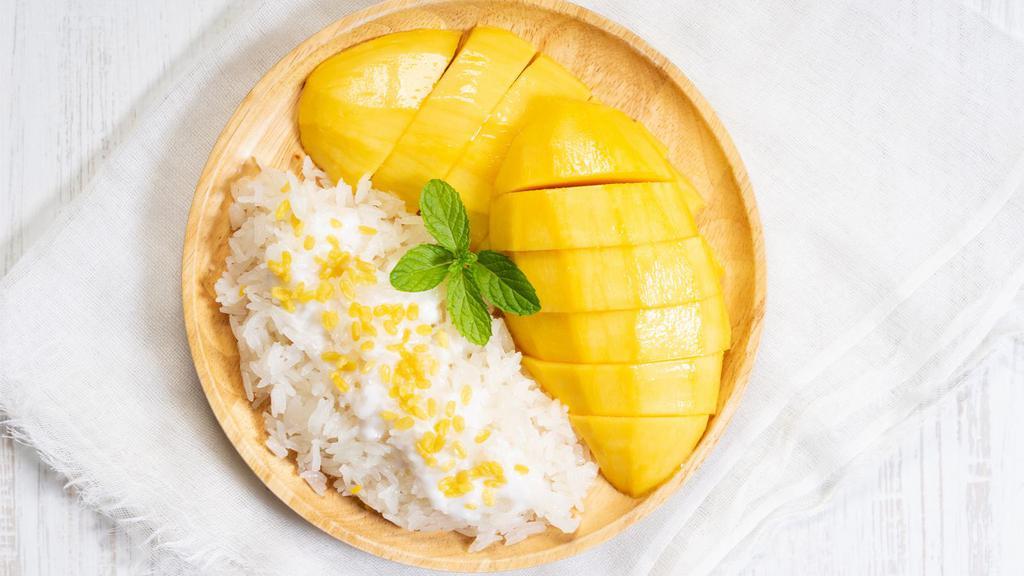 Mango With Sticky Rice · Fresh mango with our sticky rice.