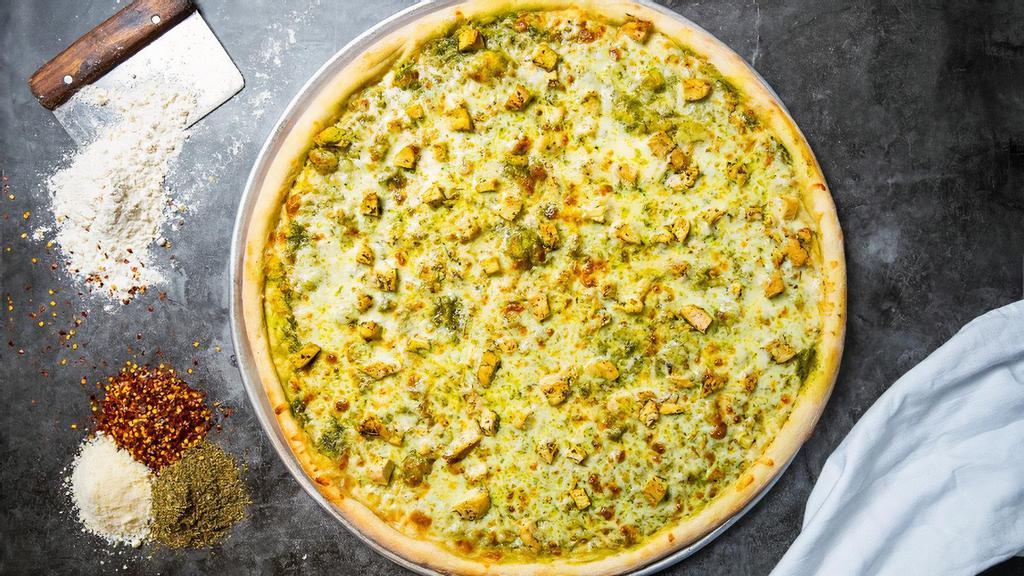 Chicken Pesto Attack · The staff favorite. Our authentic Neapolitan-style pizza is topped with San Marzano tomato sauce, chicken, a blend of italian cheeses, and pesto sauce.