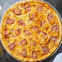 Hawaiian Luau · A fan favorite. Our hawaiian pizza comes with pineapple, ham, and a blend of cheeses.