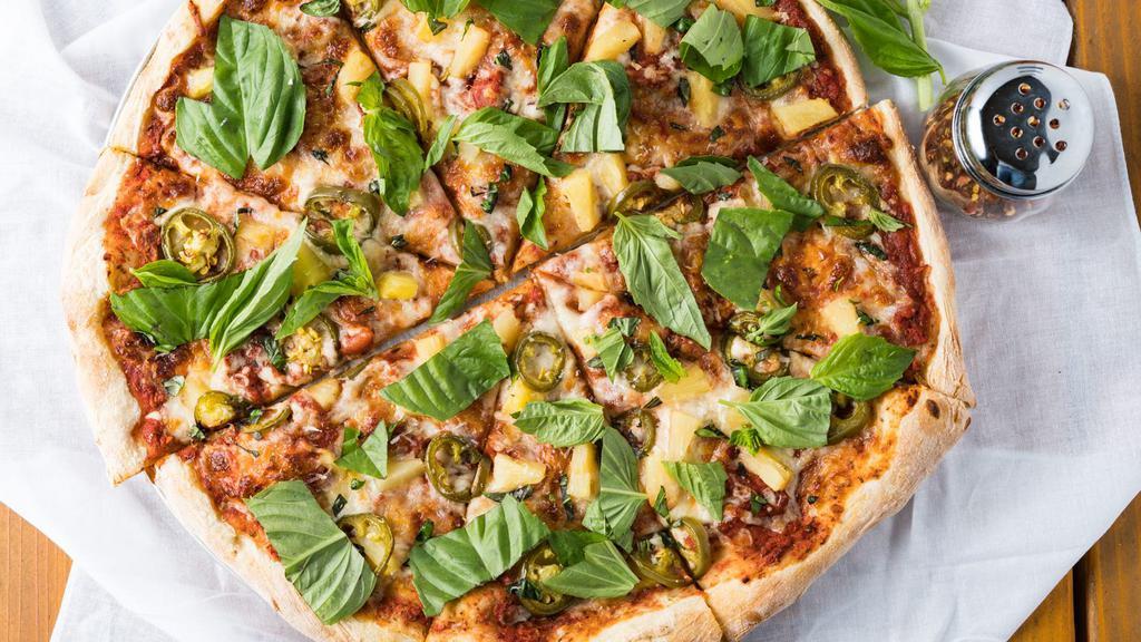 Smiths Favorite · Fresh cut pineapple, House made pickles jalapeno, fresh basil and parmesan