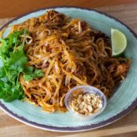 Sweet Chili Pad Thai · Gluten free. Rice noodle stir fried with bean sprout, egg, dried chili. Topped with cilantro...