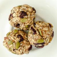 Fit Bites · gluten-free rolled oats, sunflower seeds, pumpkin seeds, hemp, chia, almonds, cinnamon.