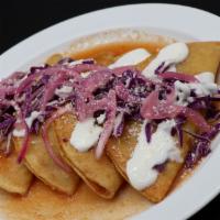 4 Potato Hard Tacos · Served with diced cabbage, lime pickled onion, cotija cheese, sour cream, and warm tomato ju...