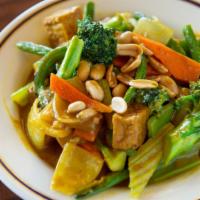Coconut Curry Vegetable · Green bean, broccoli, celery, onions, red and green peppers and fried tofu stir-fried with c...