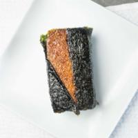 Spam Musubi · New and improved! With a Crunchy Spam and Sweet Teri Sauce on the rice!