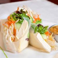 Tofu Spring Roll · Tofu with bean sprouts, cucumber, carrots, basil, and lettuce wrapped in clear rice paper. C...