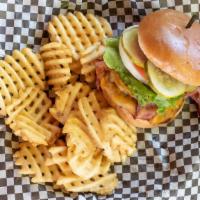 Blazin' Western Burger · Your choice of a double burger or a chicken breast slathered with Colorado wildfire BBQ sauc...