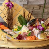 +Sushi And Sashimi Platter For Two · 10 pieces of sushi, 20 pieces of sashimi and a rainbow roll.