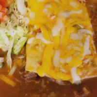 Beef Burrito · Flour tortilla filled with ground beef and smothered in green or red chile.