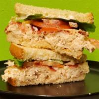 Chicken Club · Pulled Chicken, Bacon, Swiss, Lettuce, Tomato & Mayo On Choice Of Toasted Bread.