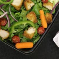 Crispy Chicken Salad (Half) · Crispy chicken salad is served with bell peppers, carrots, cheese, crispy chicken, croutons,...