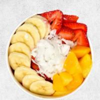 Maui Sunset · Skin Health:



Base: Acai, Pitaya (dragon fruit), Mango.

Toppings: Hemp Granola, Banana, S...