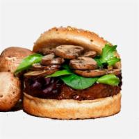 Napa Burger · Choice of Patty, Sauté Mushroom, Umami Sauce, Truffle Oil, Lettuce, House Pickled Cucumber, ...