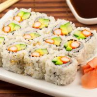 The Arizona Roll · Delicious roll made with fresh crab meat and cucumber topped with avocado.