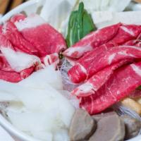 Beef · Chef built hot pot with the following add-ons: beef slice, beef brisket, beef tripe, vermice...