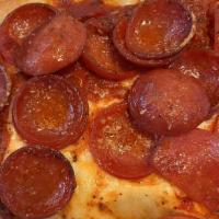 The Famous Pepperoni (Square) · Fresh mozzarella, 1 lb of thick cut, cup and char pepperoni, signature fra diavolo sauce, gr...