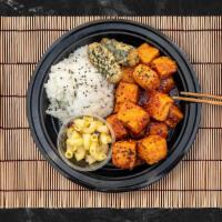 Team Tofu Bowl  · Crispy deep-fried tofu with your choice of teriyaki sauce or spicy sauce piled high on white...