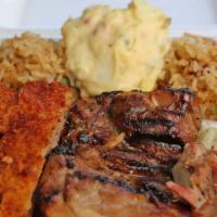 Ohana Plate · Kalua pork, bbq chicken, chicken katsu.