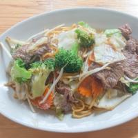 Yakisoba Noodle · Yakisoba noodles with choice of meat, carrots, onions, cabbage, broccoli and bean sprouts.