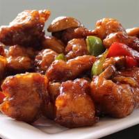 H09A. Orange Chicken · Spicy. Large chunks of spring chicken coated with lotus flour, quickly fried until crispy br...