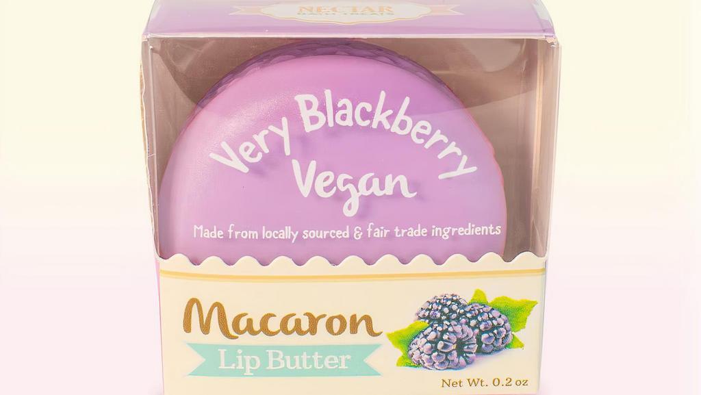 Very Blackberry Macaron Lip Butter · A blackberry scented, vegan lip balm, hand whipped with locally sourced jojoba oil, fair trade cocoa butter and natural sunflower wax to nourish and moisturize dry lips.

Very Blackberry Lip Butter:

Ricinus communis (Castor) Seed Oil,  Simmondsia Chinensis (Jojoba) Seed Oil,  Theobroma Cacao (Cocoa) Seed Butter, Butyrospermum Parkii (Shea Butter), Helianthus Annuus (Sunflower) Seed Oil, Flavor, Simmondsia Chinensis (Jojoba) Seed Esters, Tocopheryl Acetate, Mica, Titanium Dioxide, Manganese Violet, Tin Dioxide