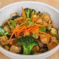  Tofu Stir-Fry · Onions, peppers, mushrooms, broccoli, zucchini, snow peas, carrots, green onions, choice of ...