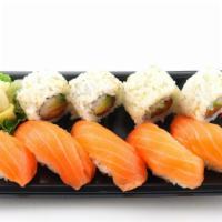 Salmon Nigiri & Roll Combo  · raw | 9pc total - 5pc salmon nigiri, 4pc salmon avocado roll | 430 cal. | contains: fish, so...