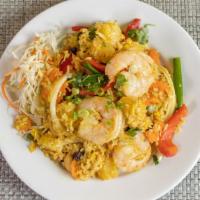 Pineapple Fried Rice Dinner · Pineapple, bell pepper, raisin, cashew and green onion with dash of curry powder. With brown...