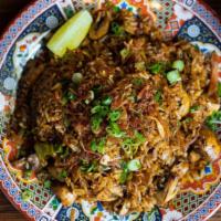 Vegetable Fried Rice · VEGAN AND CONTAINS GLUTEN. CANNOT BE MADE GLUTEN FREE.

 Roasted shitake mushrooms, shishito...