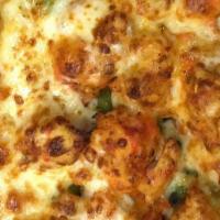 Buffalo Chicken Sub · Can-Am marinated buffalo chicken with onions, green peppers, tomatoes, pizza sauce and mozza...