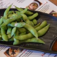 Edamame · Vegetarian, gluten free. Steamed, salted.