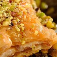 Baklava · Layers of walnuts, honey, cinnamon in phyllo pastry