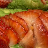 Sexy Roll · spicy tuna and tempura shrimp w/ avocado, strawberry, mango sauce on top