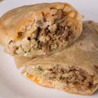 Idaho Burrito · Carne asada, fries, cheese, sour cream and guacamole.