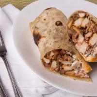 Country Burrito · Carne asada, potatoes, bacon, cheese, sour cream.