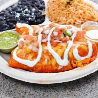 Enchiladas · 2 white corn tortillas, with your choice of verde (mild) -or- Habanero (spicy) sauce,filled ...