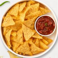 Kun'S Salsa & Chips · Warm up with toasty tortilla chips served with a side of tangy salsa.