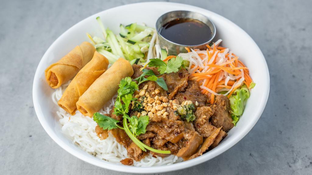 N3 . Mongolian Noodle Salad-Spicy · Rice vermicelli, bean sprouts, cucumber, mints, lettuce, eggroll, Mongolian chicken.