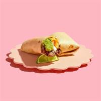 California Burrito · Burrito with carne asada, french fries, pico de gallo, guacamole and sour cream on a flour t...