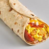 El Jefe Breakfast Taco · Potato & Egg with beans, cheese, slice of bacon, & sausage link