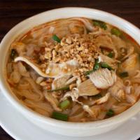Kuay Teaw Tom Yum (Hot & Sour Noodle Soup) · Mild. This main course soup features rice noodles (medium sized or wide noodle) in a spicy b...