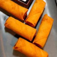 Thai Crispy  Roll (5)    · Crispy golden brown rolls with cabbage, carrot, bean sprout, glass noodle served with sweet ...